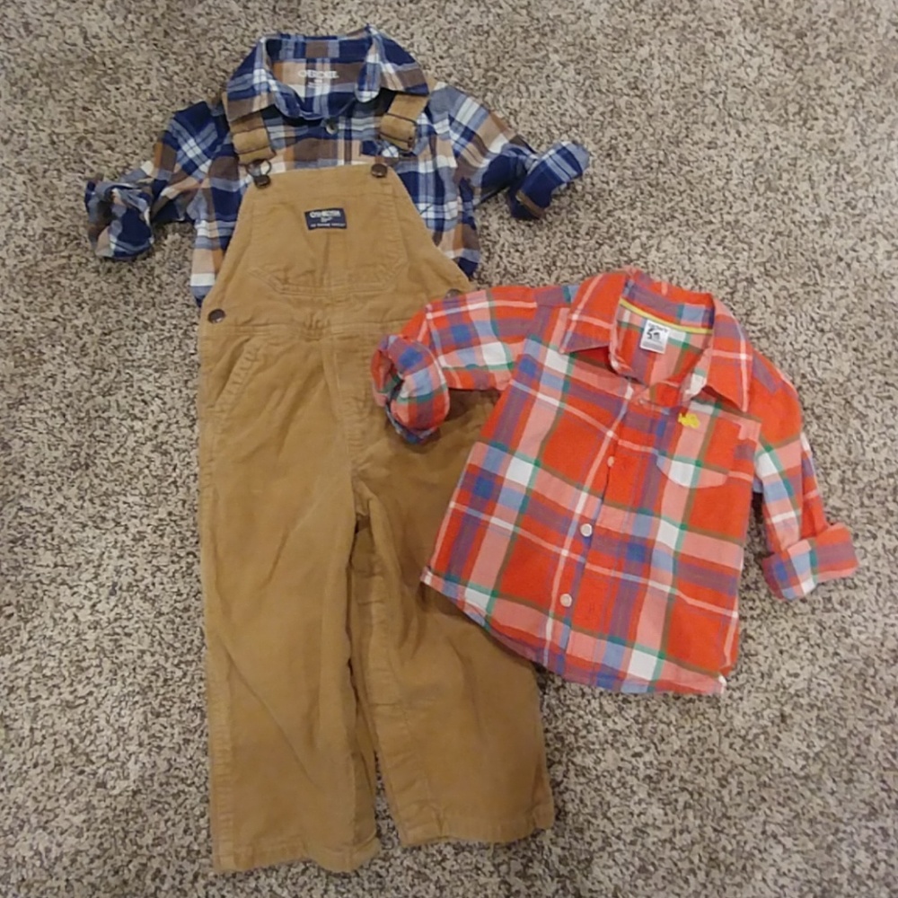 Oshkosh Bgosh tan cordorouy bib overall bundle
